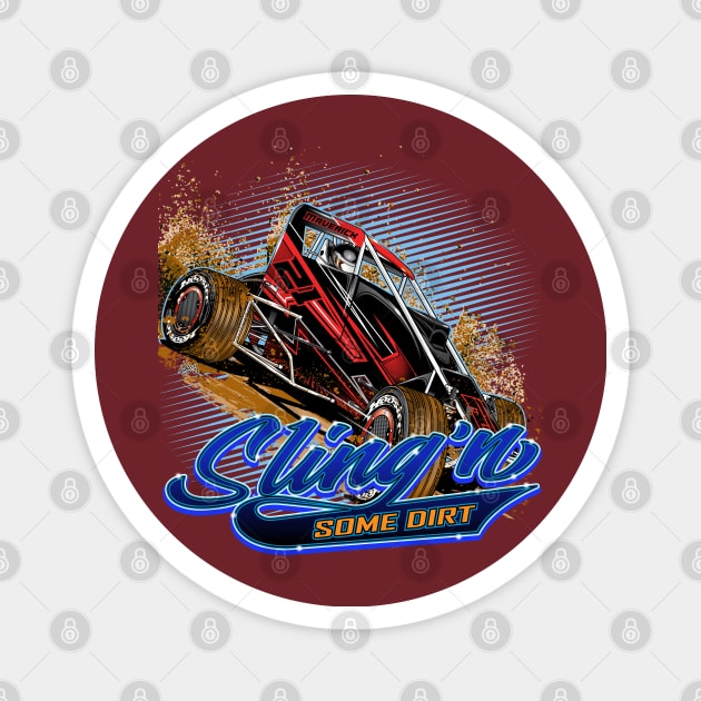 Midget Racing Sling'n Dirt Magnet by Artslave Custom Car Art